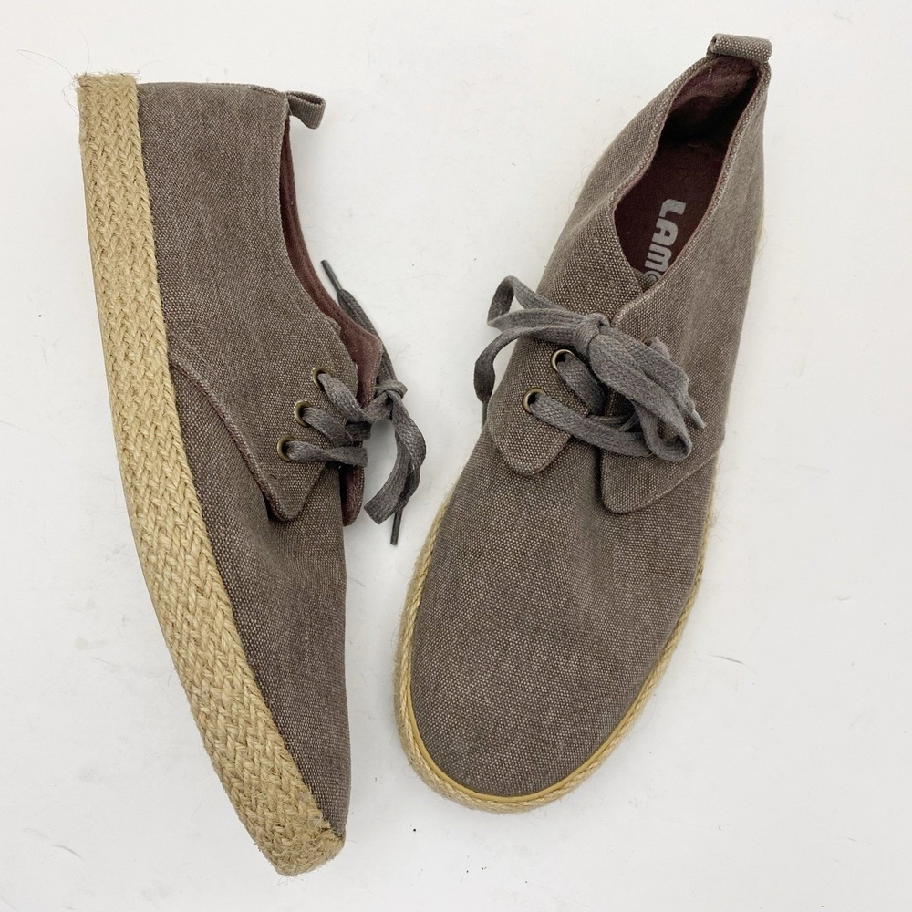 Lamo‎ Canvas Espadrille Lace Up Casual Sneakers Mens 9.5 Brown